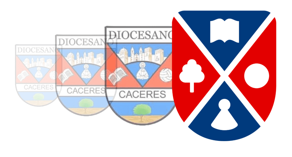 Escudo institucional y logomarca del Colegio Diocesano de Cáceres