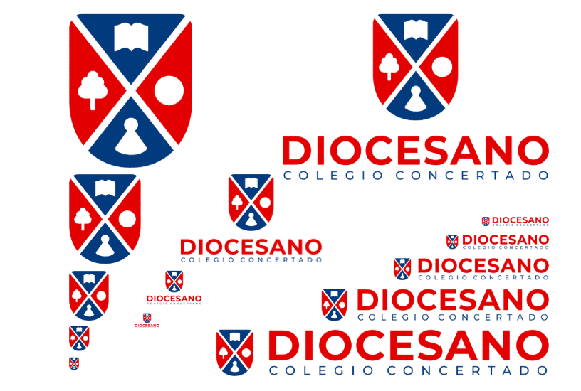 Versiones de la nueva logomarca del Colegio Diocesano de Cáceres