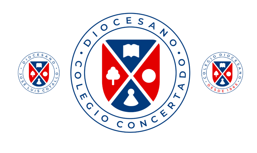 Versiones de la logomarca del Colegio Diocesano de Cáceres con Aureola